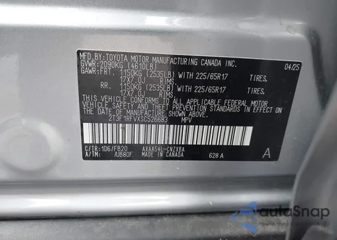 2025 Toyota Rav4 Le z USA, uszkodzony, nr VIN 2T3F1RFVXSC526683